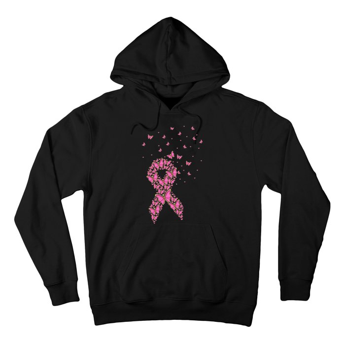 Breast Cancer Awareness Pink Butterfly Ribbon Hoodie