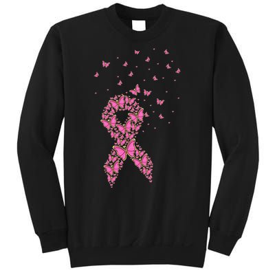 Breast Cancer Awareness Pink Butterfly Ribbon Sweatshirt