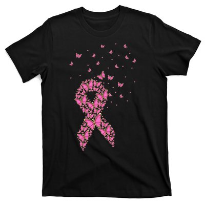 Breast Cancer Awareness Pink Butterfly Ribbon T-Shirt