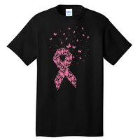 Breast Cancer Awareness Pink Butterfly Ribbon Tall T-Shirt