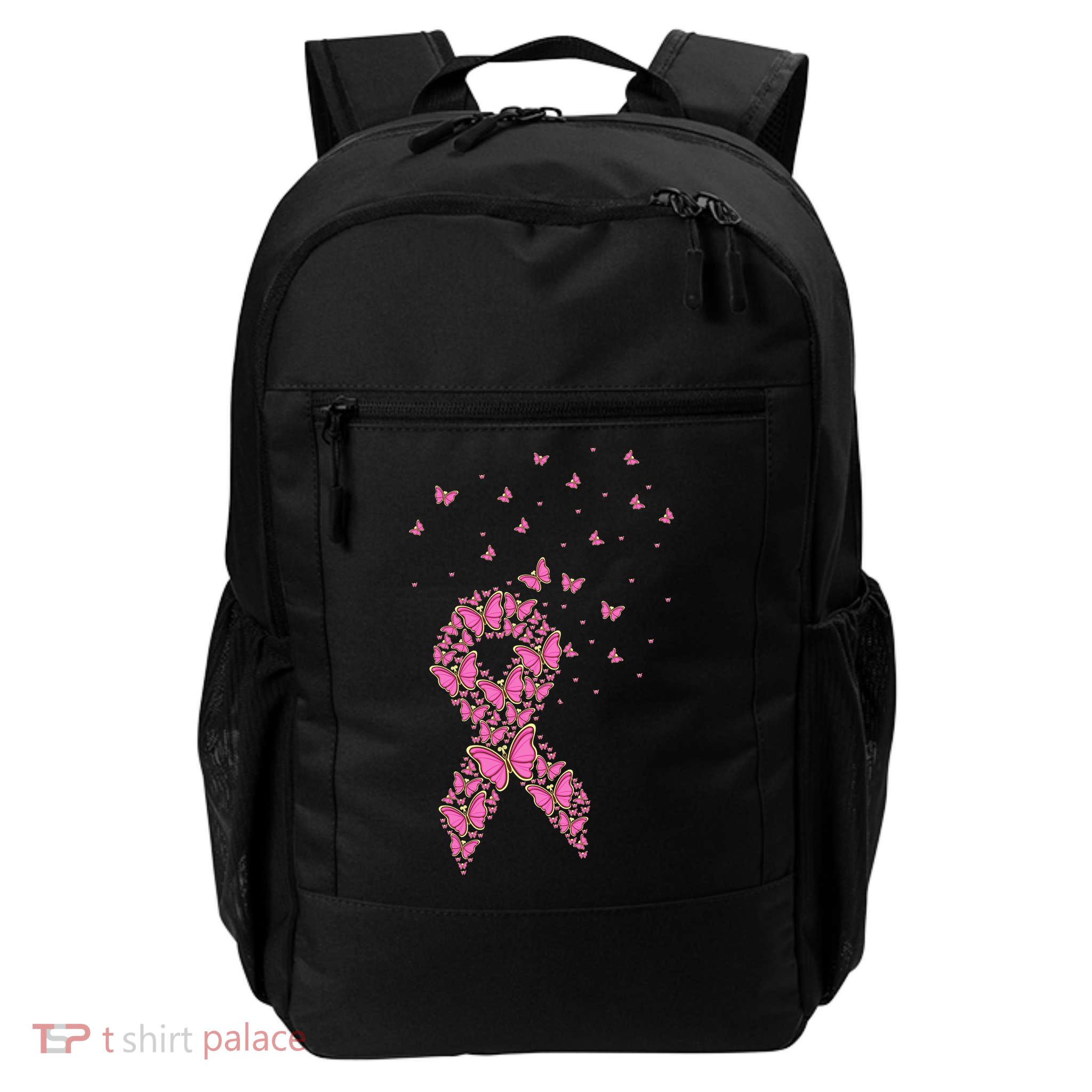 Breast Cancer Awareness Pink Butterfly Ribbon Backpack