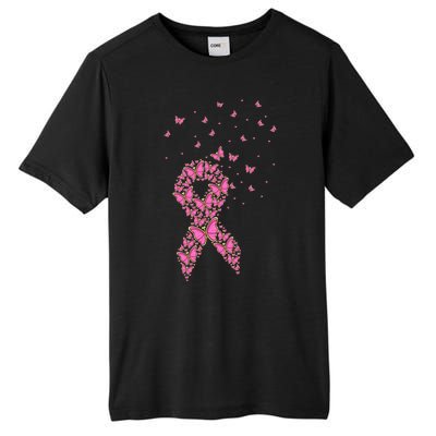 Breast Cancer Awareness Pink Butterfly Ribbon Tall Fusion ChromaSoft Performance T-Shirt