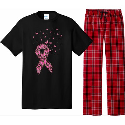 Breast Cancer Awareness Pink Butterfly Ribbon Pajama Set