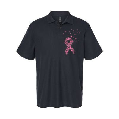 Breast Cancer Awareness Pink Butterfly Ribbon Softstyle Adult Sport Polo