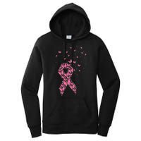 Breast Cancer Awareness Pink Butterfly Ribbon Women's Pullover Hoodie