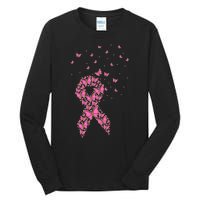 Breast Cancer Awareness Pink Butterfly Ribbon Tall Long Sleeve T-Shirt