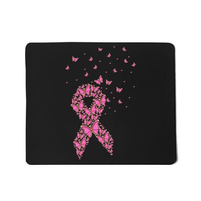 Breast Cancer Awareness Pink Butterfly Ribbon Mousepad