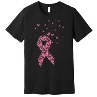 Breast Cancer Awareness Pink Butterfly Ribbon Premium T-Shirt