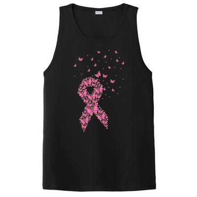 Breast Cancer Awareness Pink Butterfly Ribbon PosiCharge Competitor Tank