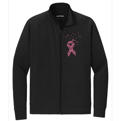 Breast Cancer Awareness Pink Butterfly Ribbon Stretch Full-Zip Cadet Jacket