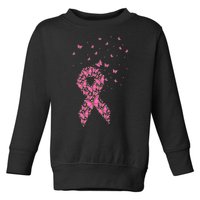 Breast Cancer Awareness Pink Butterfly Ribbon Toddler Sweatshirt