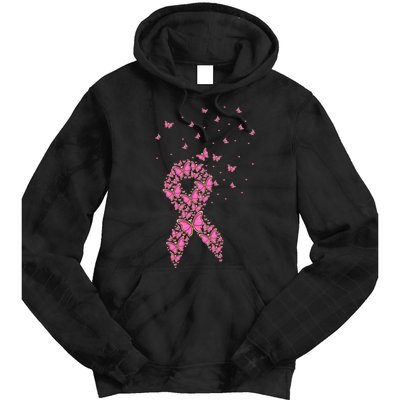 Breast Cancer Awareness Pink Butterfly Ribbon Tie Dye Hoodie