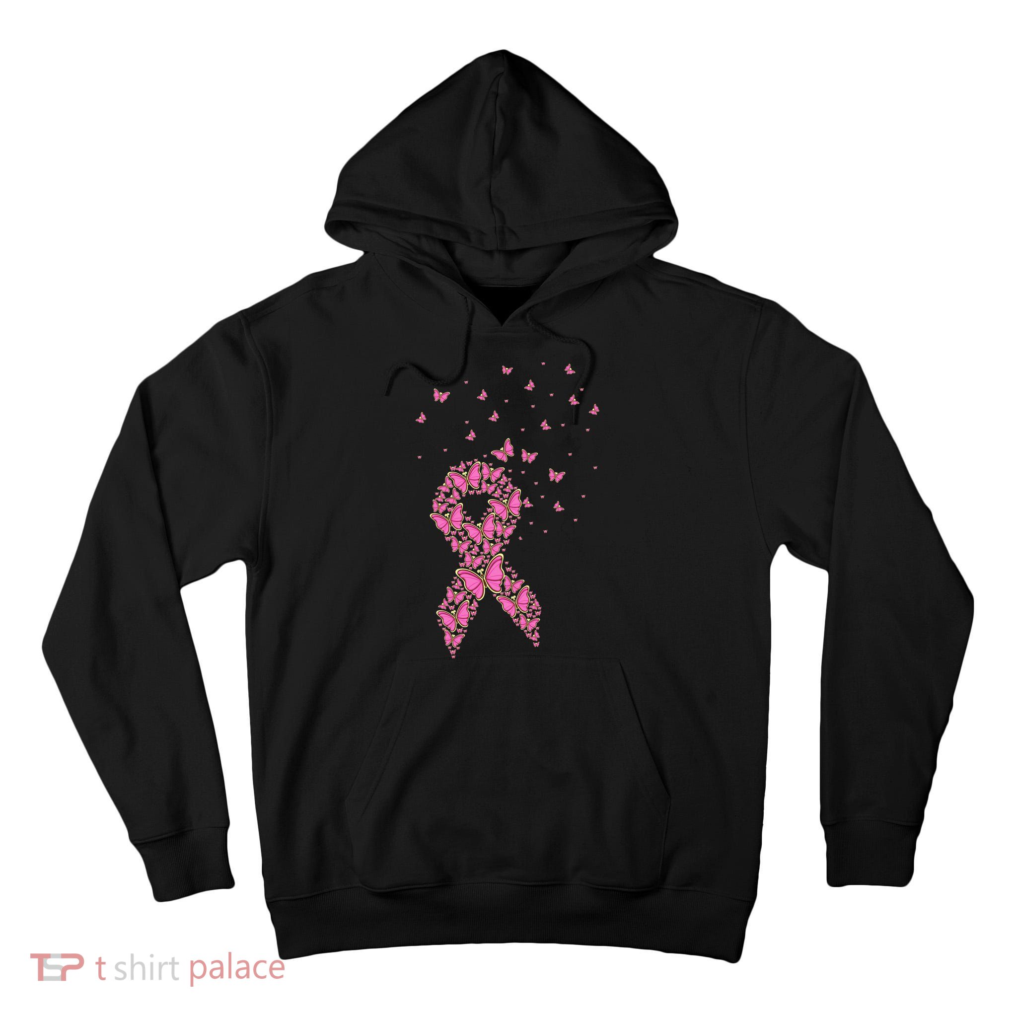 Breast Cancer Awareness Pink Butterfly Ribbon Tall Hoodie