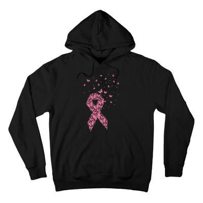 Breast Cancer Awareness Pink Butterfly Ribbon Tall Hoodie