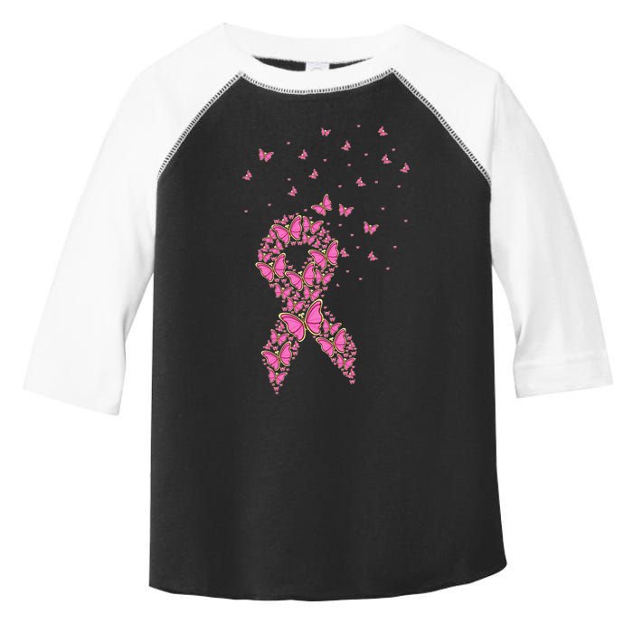 Breast Cancer Awareness Pink Butterfly Ribbon Toddler Fine Jersey T-Shirt