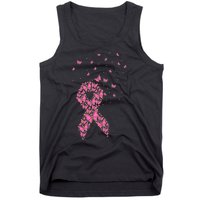 Breast Cancer Awareness Pink Butterfly Ribbon Tank Top