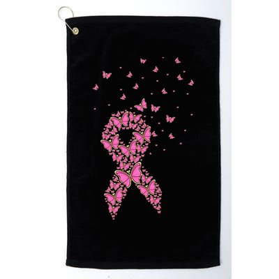 Breast Cancer Awareness Pink Butterfly Ribbon Golf Towel