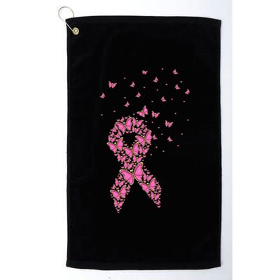 Breast Cancer Awareness Pink Butterfly Ribbon Platinum Collection Golf Towel