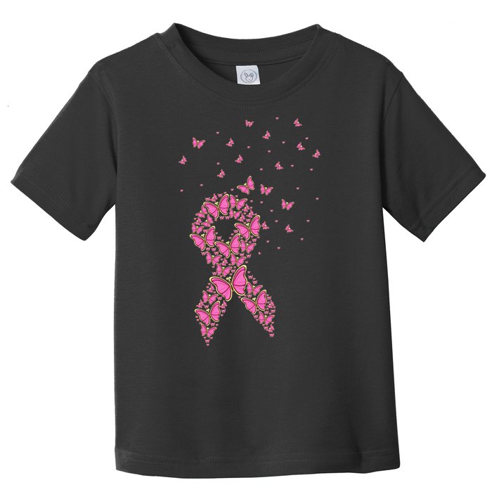 Breast Cancer Awareness Pink Butterfly Ribbon Toddler T-Shirt