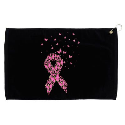 Breast Cancer Awareness Pink Butterfly Ribbon Grommeted Golf Towel