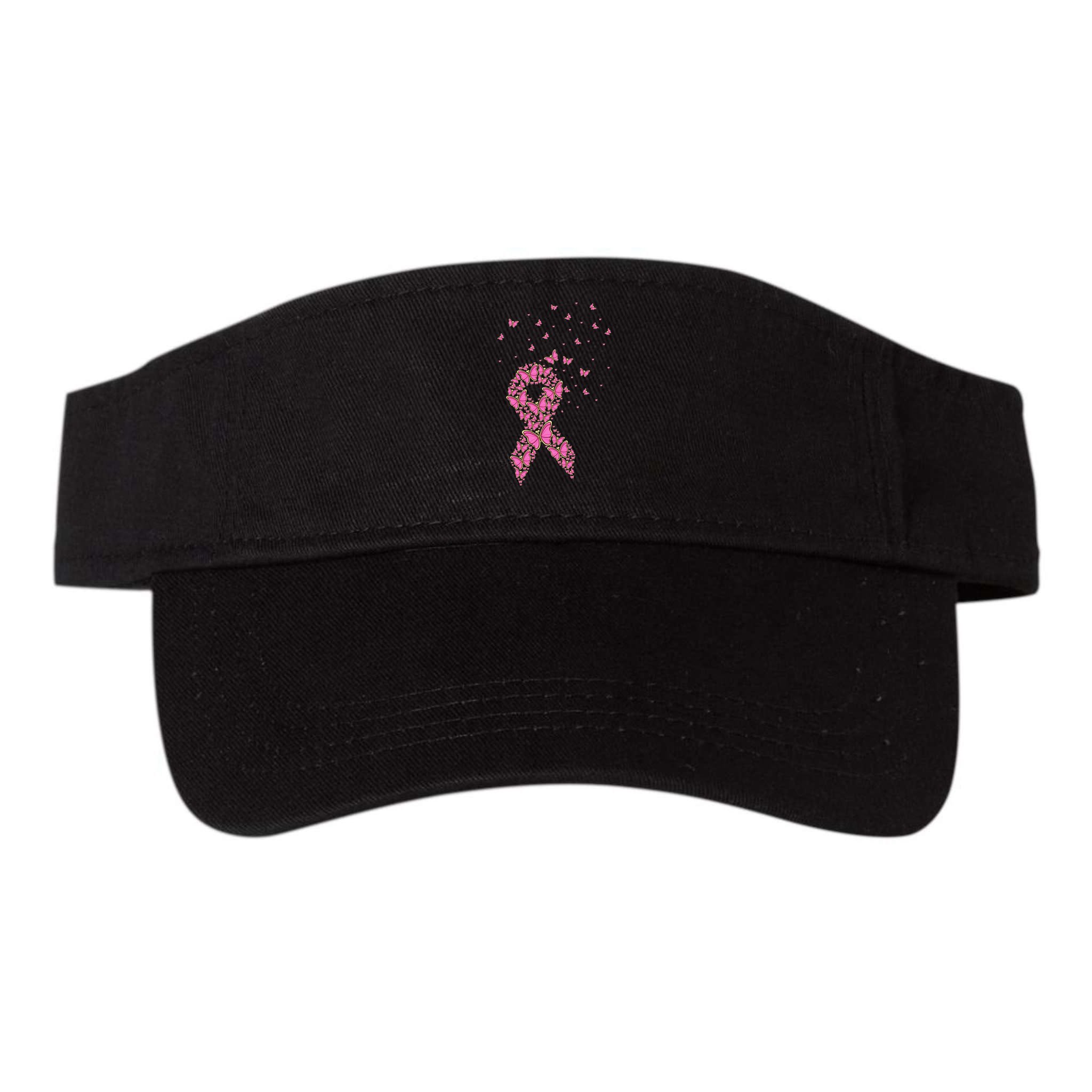 Breast Cancer Awareness Pink Butterfly Ribbon Visor