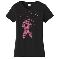 Breast Cancer Awareness Pink Butterfly Ribbon Women's T-Shirt