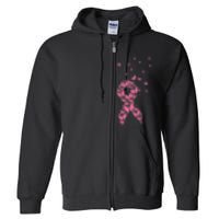 Breast Cancer Awareness Pink Butterfly Ribbon Full Zip Hoodie