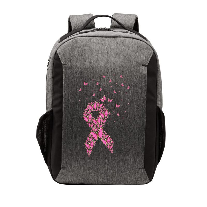 Breast Cancer Awareness Pink Butterfly Ribbon Vector Backpack