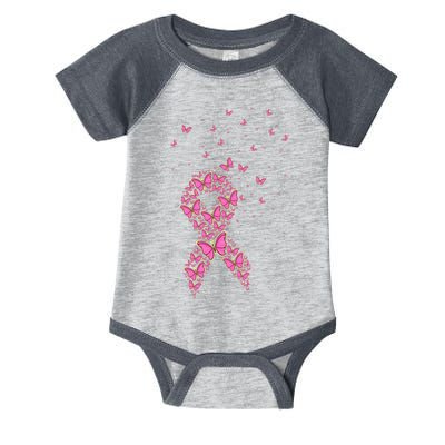 Breast Cancer Awareness Pink Butterfly Ribbon Infant Baby Jersey Bodysuit