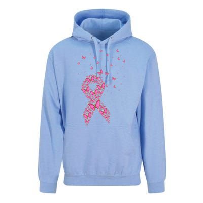 Breast Cancer Awareness Pink Butterfly Ribbon Unisex Surf Hoodie