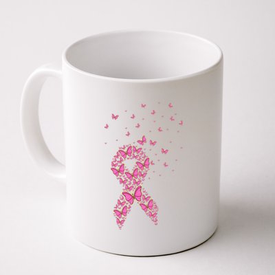 Breast Cancer Awareness Pink Butterfly Ribbon Coffee Mug