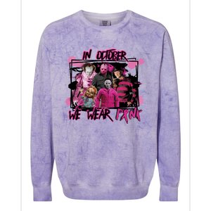 Breast Cancer Awareness Horror Movie Characters Halloween Colorblast Crewneck Sweatshirt