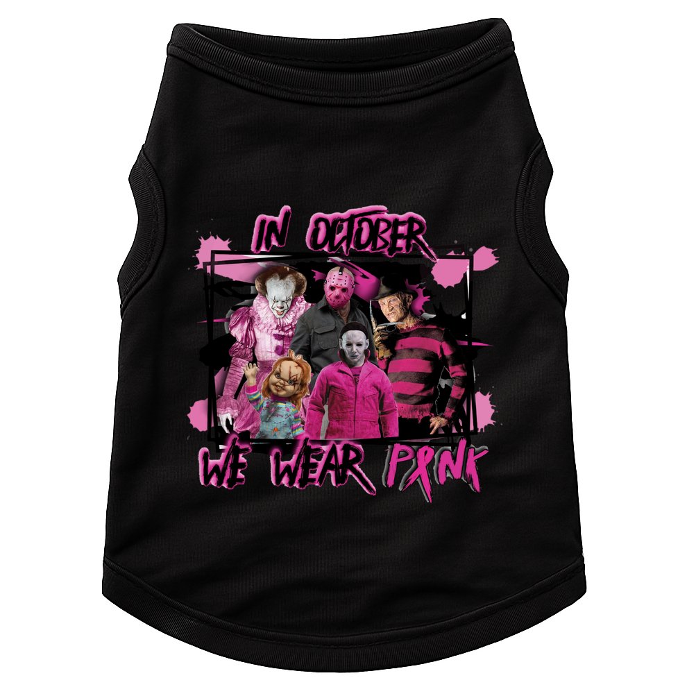 Breast Cancer Awareness Horror Movie Characters Halloween Doggie Tank