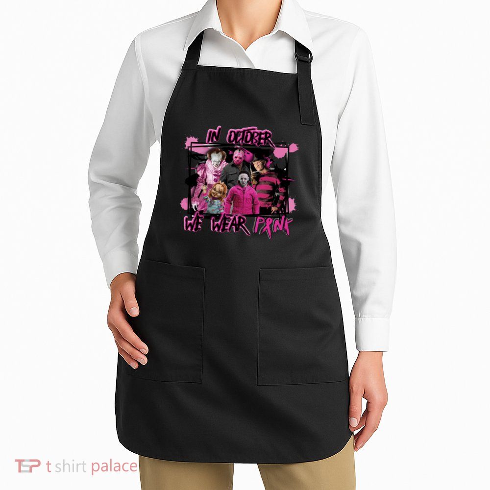 Breast Cancer Awareness Horror Movie Characters Halloween Apron