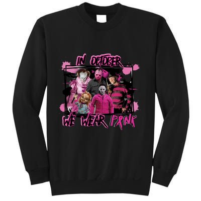 Breast Cancer Awareness Horror Movie Characters Halloween Sweatshirt