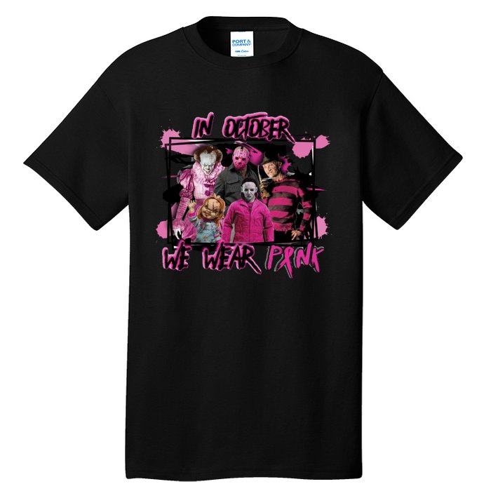 Breast Cancer Awareness Horror Movie Characters Halloween Tall T-Shirt