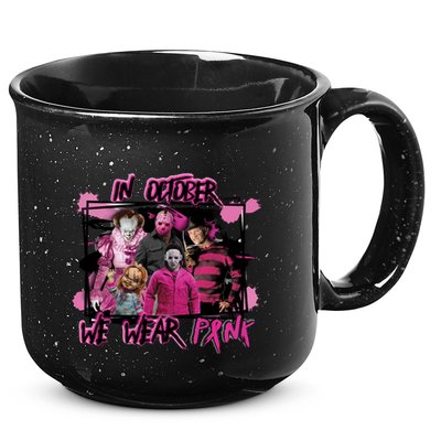 Breast Cancer Awareness Horror Movie Characters Halloween 15oz Campfire Ceramic Mug