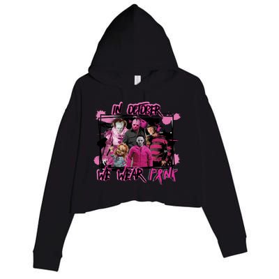 Breast Cancer Awareness Horror Movie Characters Halloween Crop Fleece Hoodie