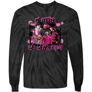 Breast Cancer Awareness Horror Movie Characters Halloween Tie-Dye Long Sleeve Shirt