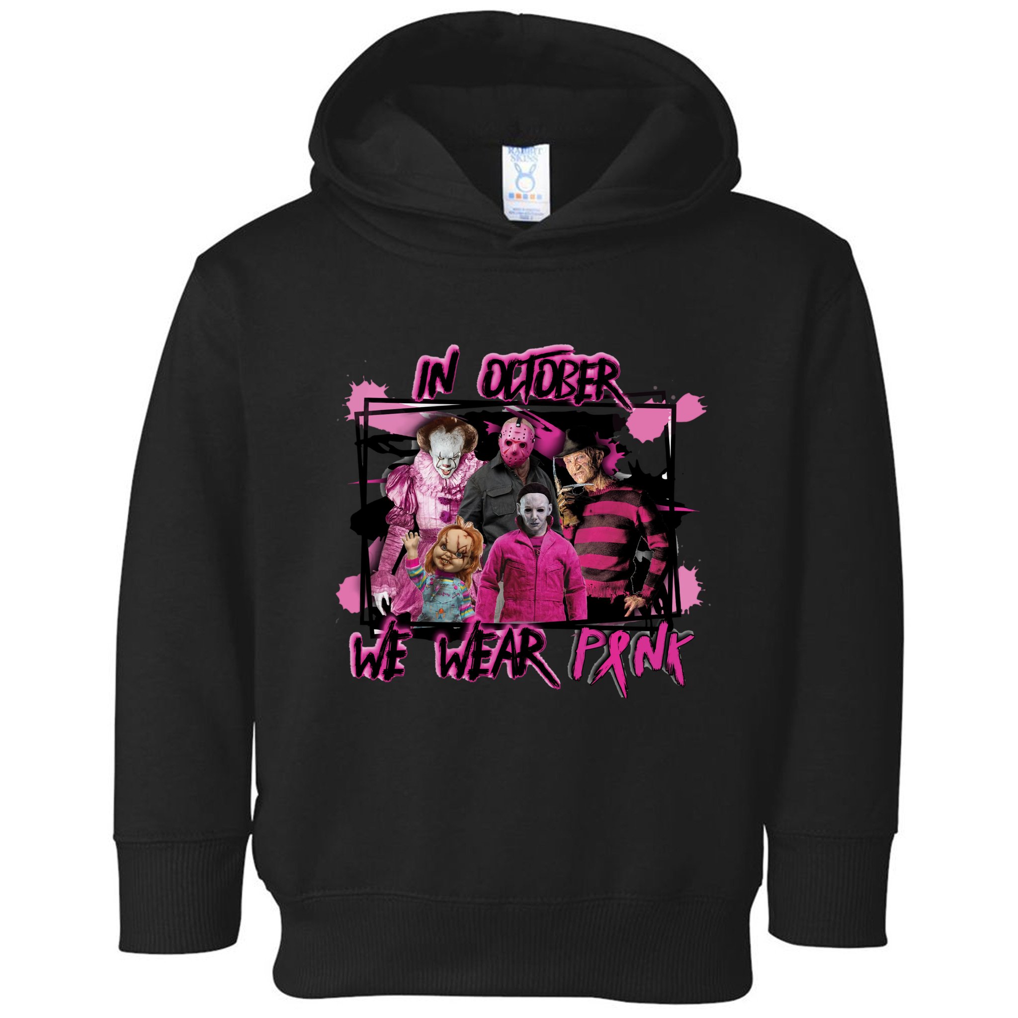 Breast Cancer Awareness Horror Movie Characters Halloween Toddler Hoodie