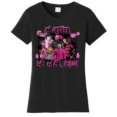 Breast Cancer Awareness Horror Movie Characters Halloween Women's T-Shirt