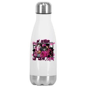 Breast Cancer Awareness Horror Movie Characters Halloween Stainless Steel Insulated Water Bottle