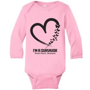 Breast Cancer Awareness Month October Pink Ribbon Survivor Baby Long Sleeve Bodysuit