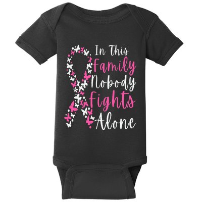 Breast Cancer Awareness In This Family Nobody Fights Alone Baby Bodysuit