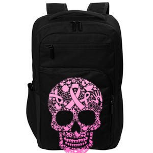 Breast Cancer Awareness Month Pink Ribbon Skull Impact Tech Backpack