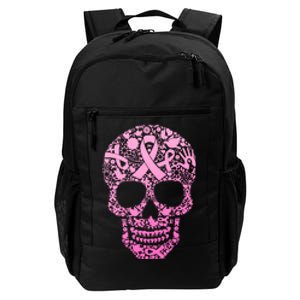 Breast Cancer Awareness Month Pink Ribbon Skull Daily Commute Backpack