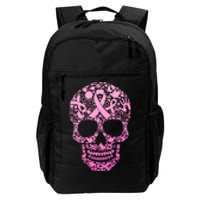 Breast Cancer Awareness Month Pink Ribbon Skull Daily Commute Backpack