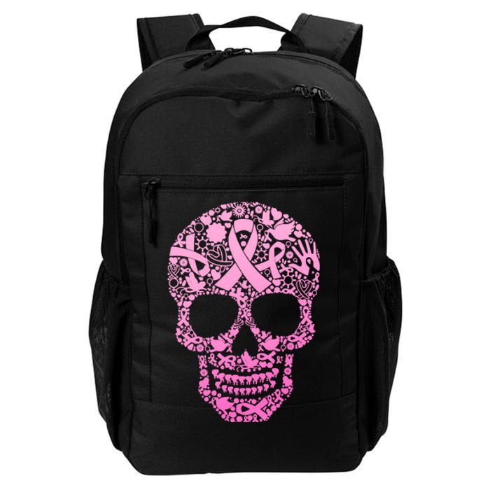 Breast Cancer Awareness Month Pink Ribbon Skull Daily Commute Backpack