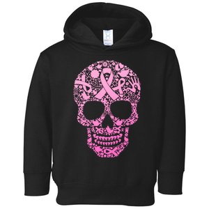 Breast Cancer Awareness Month Pink Ribbon Skull Toddler Hoodie