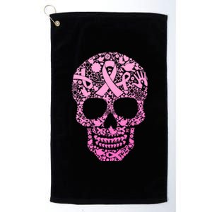 Breast Cancer Awareness Month Pink Ribbon Skull Platinum Collection Golf Towel